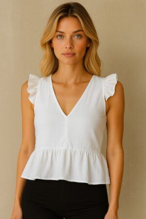 Blusa sin manga volantes