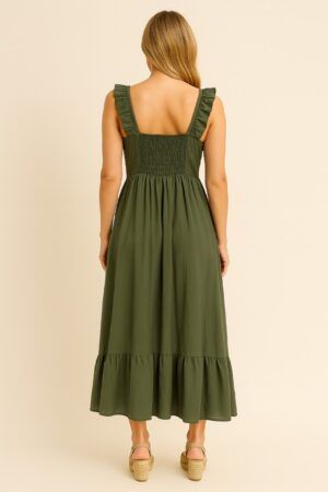 Vestido sin manga volante en v