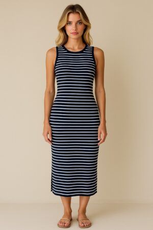 Vestido sin manga canale rayas