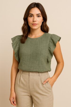 Blusa sin manga volantes