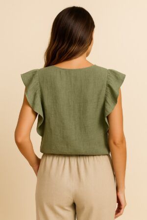 Blusa sin manga volantes