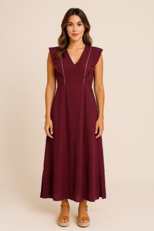 Vestido sin manga volantes