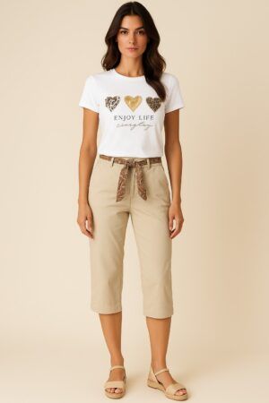 Pantalon tela  pirata lazo bolsillos