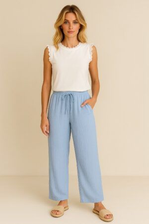 Pantalon tela  textura bolsillos