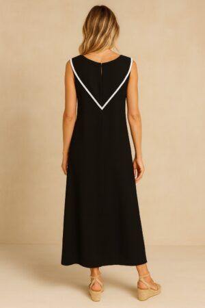 Vestido sin manga ribete v