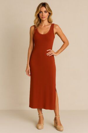 Vestido sin manga ribete trenzado canale