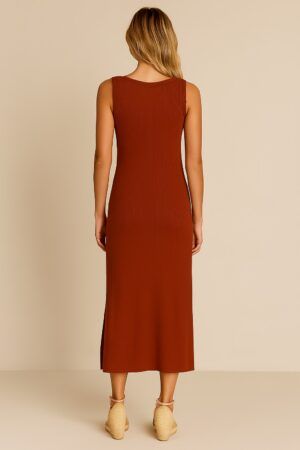 Vestido sin manga ribete trenzado canale
