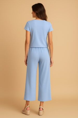 Conjunto textura blusa y pantalon aplique estrella