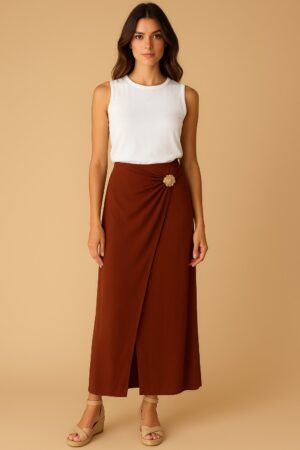 Falda midi aplique