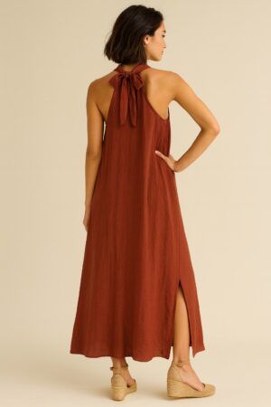 Vestido largo cuello halter