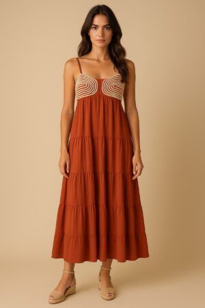 Vestido largo bordado