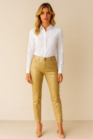 Pantalon vestir metalizado