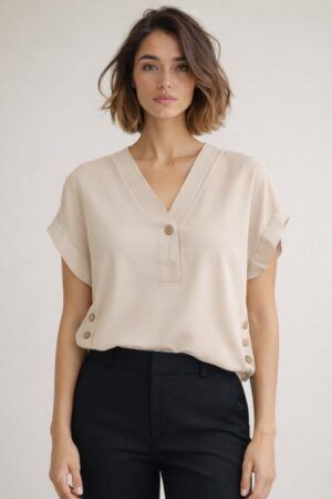 Blusa manga corta botones