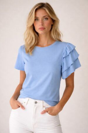 Camiseta asimetrica volantes